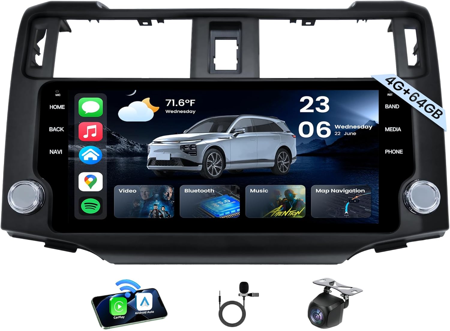 8Core 4G RAM 64G ROM Car Radio for Toyota 4Runner 2010-2019: High Digital Signal Processing JBL FM/AM/RDS HD 2K IPS Touchscreen Bluetooth 5.0 Wireless CarPlay Android Auto Split Screen Backup Camera