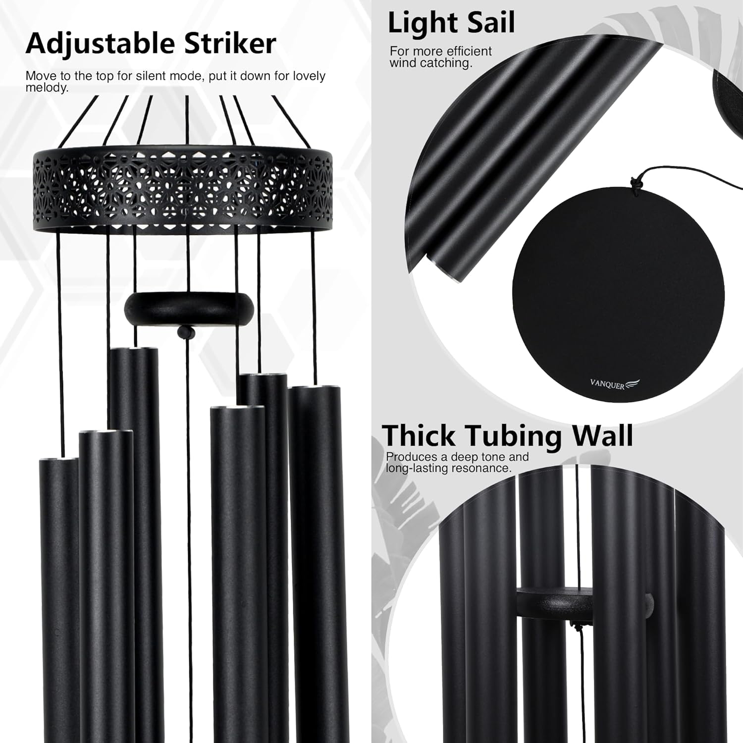 Vanquer Large Wind Chimes for Outside Deep Tone - 48'' Wind Chimes Outdoor Clearance, Deep Tone, Windchimes Outdoors, Memorial, Sympathy Gift, Garden Patio Yard, Home Décor