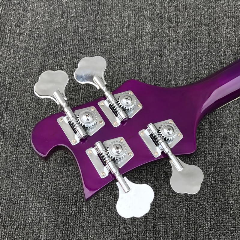 4-String Electric Bass Guitar - Stunning Purple Gloss Finish with Flame Maple Top, 22-Fret Rosewood Fretboard