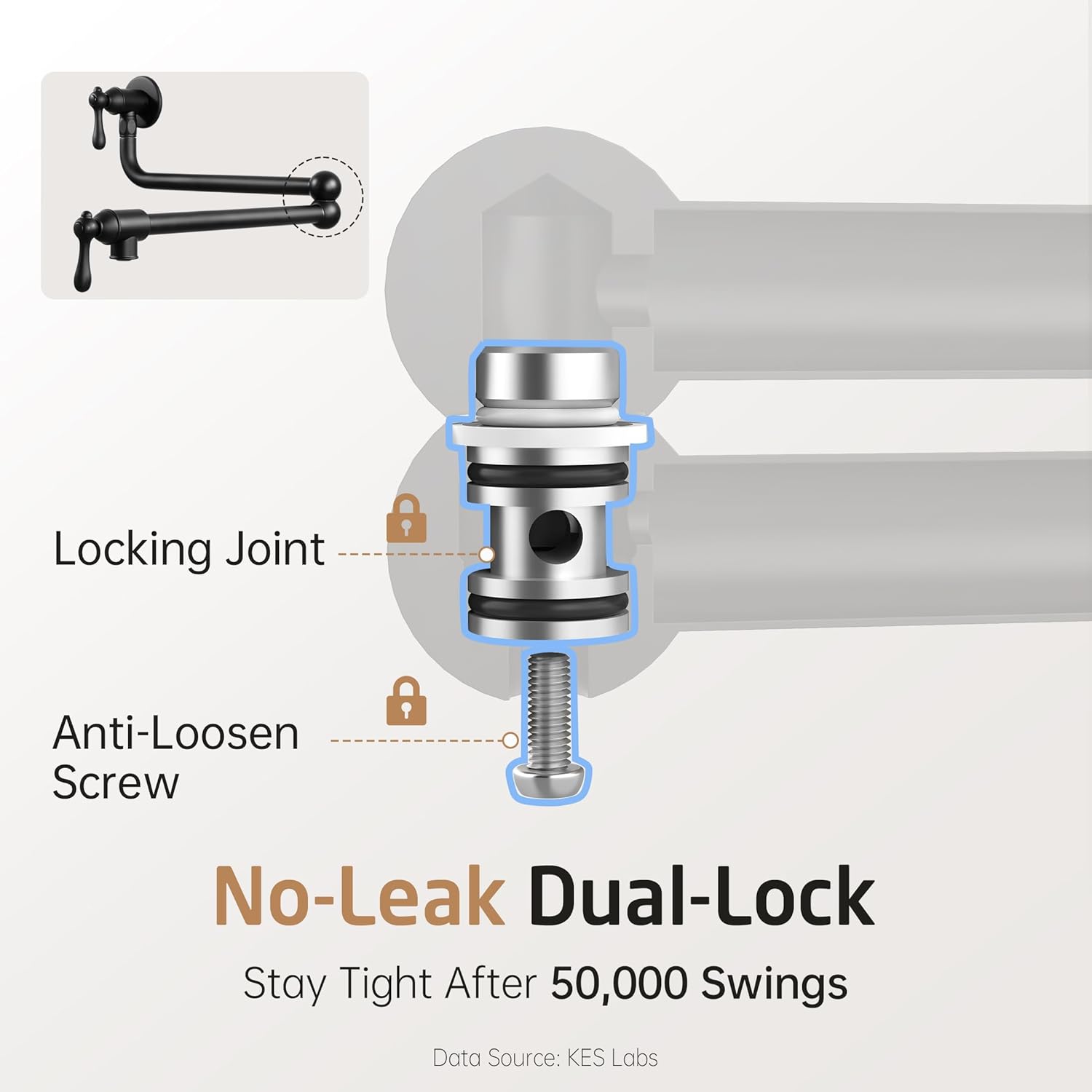 KES Vintage Black Pot Filler Faucet with Heat-Resistant Cartridge, 26'' No Lead 18/8 Stainless Steel Over Stove Kitchen Pot Filler Faucets with Double Joints 360° Swing Arm Wall Mount, KN928S24LF-BK