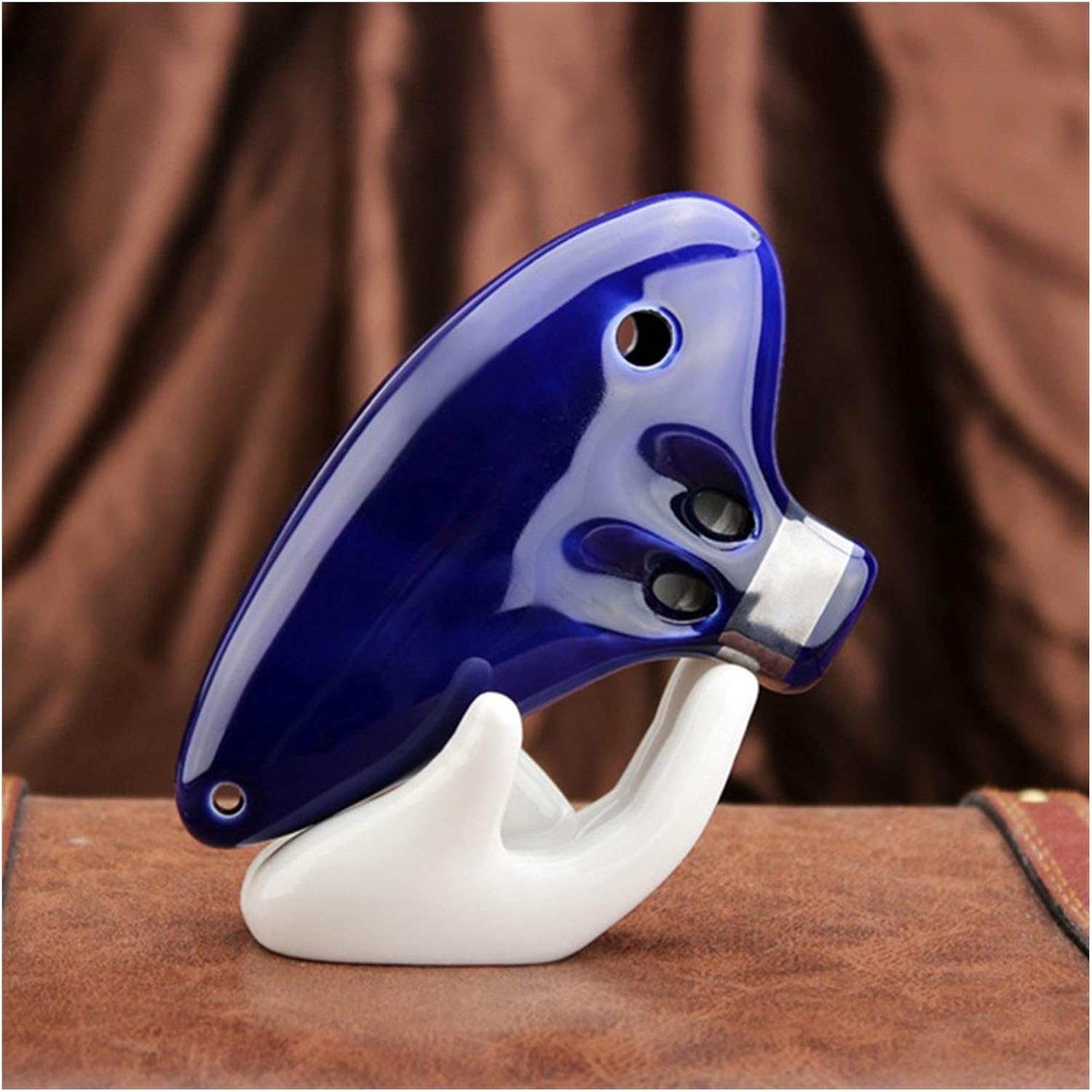 Ocarina Alto C 16 Holes Ceramic Ocarina Ocarina Flute Music Bright Glaze Pottery Woodwind Instrument (Color : Blue)