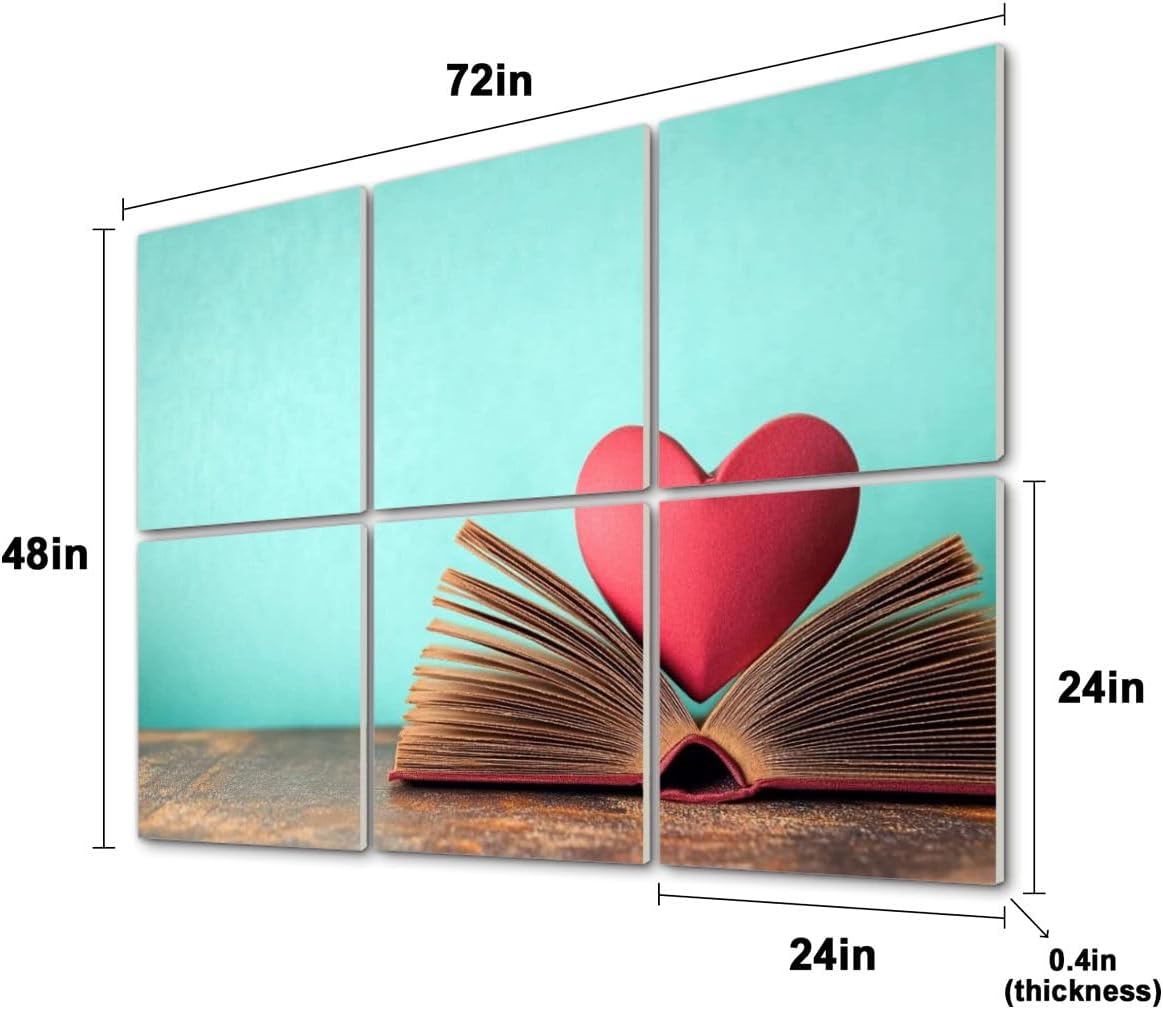 6 Pack Art Acoustic Panels Books open Soundproof Wall Panels, 48