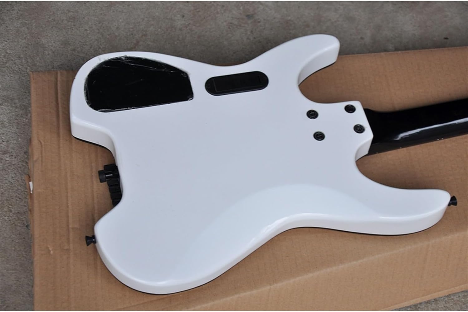 VENEKA Headless Electric Guitar 39 Inches White Headless Electric Guitar with Black Binding Rosewood Fretboard 24 Frets