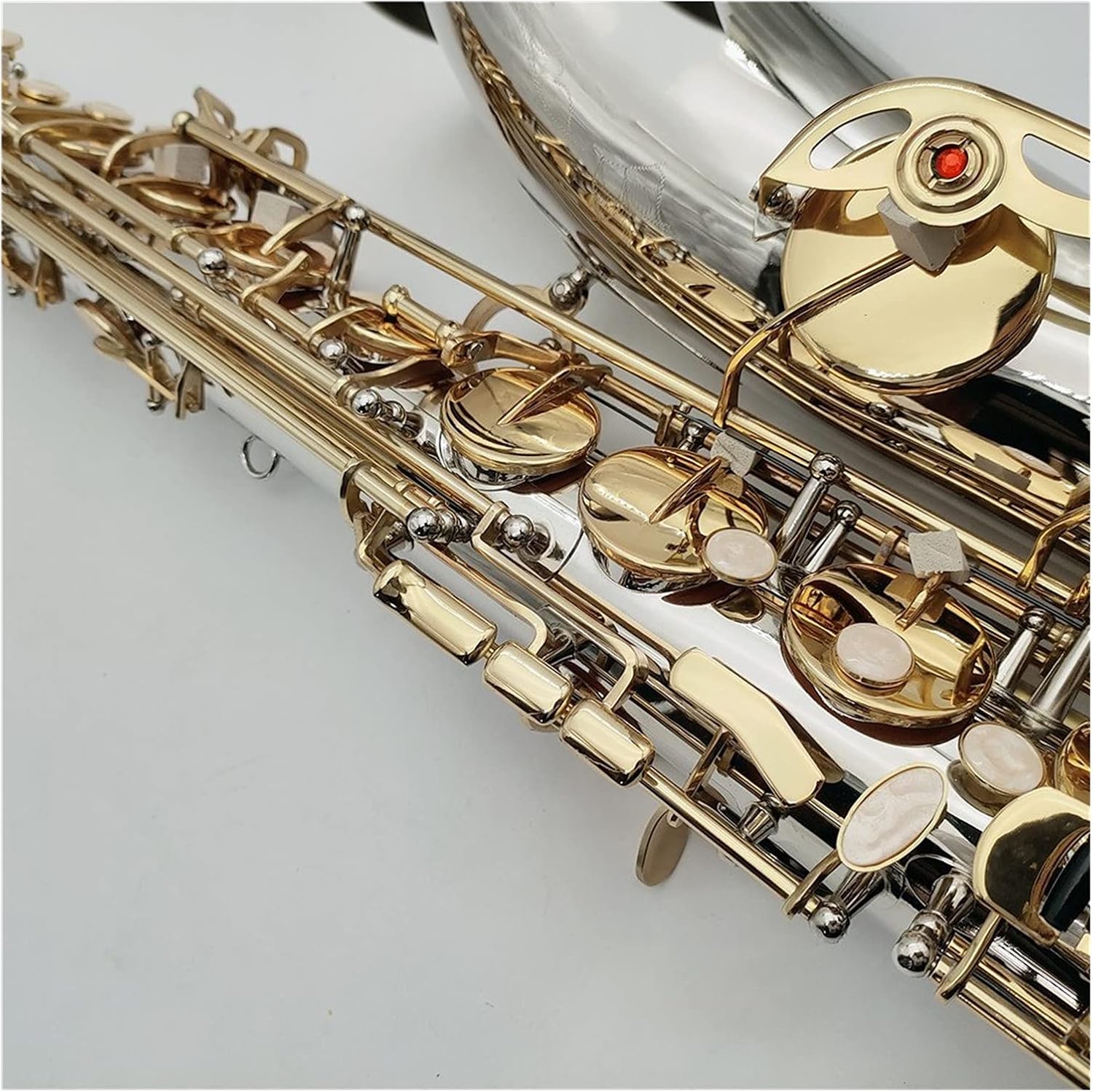 Sax Beginners Kit Nickel Plated Gold Keys Tenor Saxophone Bb Tune Woodwind Instrument with Case Mouthpiece Wind Instrument (Color : Light Grey)