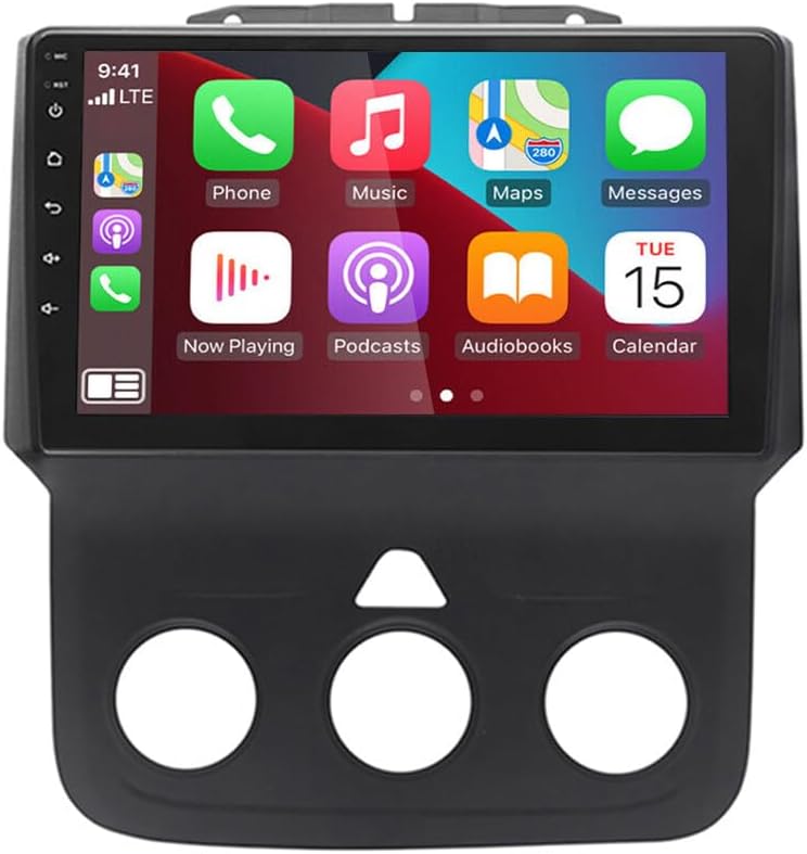 9 inch Car Radio Stereo w/2+32G Android 12 Radio for Dodge Ram 2013-2019 1500 2500 3500 Double Din Touchscreen Car Receiver w/WiFi GPS Navigation Bluetooth Backup Camera (Only fit Manual AC)