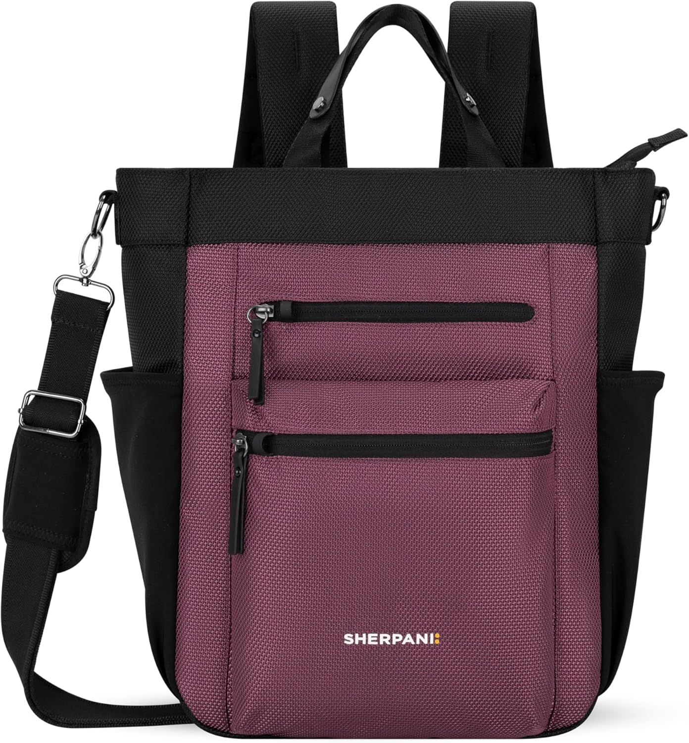 Sherpani Soleil, Anti Theft Convertible Backpack, 3 in 1 Tote Bag, Cross Body Purse, 18L Travel Backpack, Travel Gifts for Women, RFID Protection, Metal Hardware Fits 13” Laptop (Smoky Orchid)
