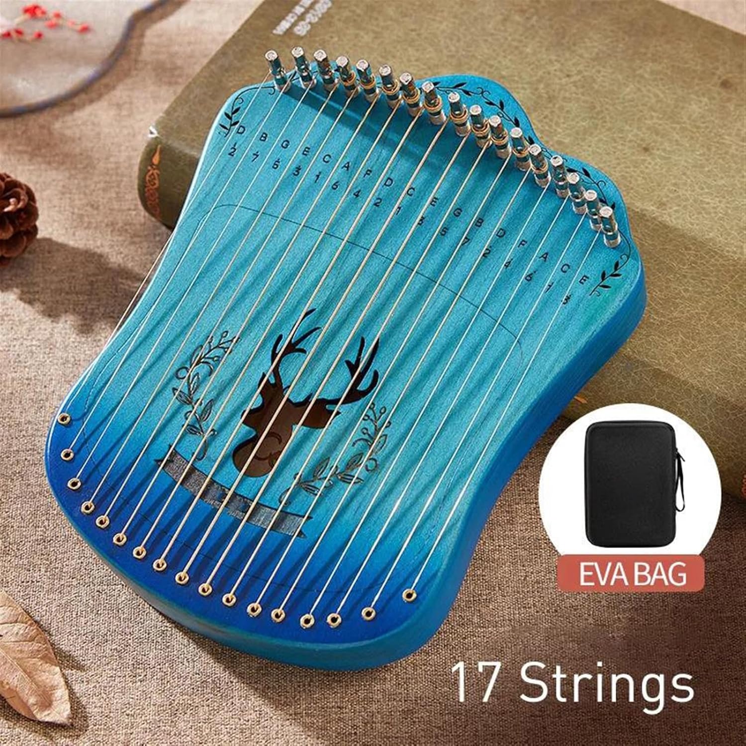 Lyre Harp Set 17 Strings Mini Style Portable Hand Harp Gift Stringed Instrument With Parts