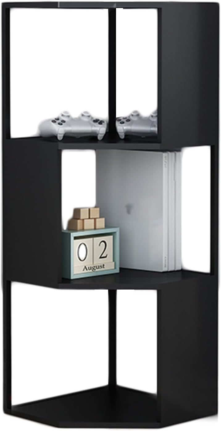 3/4 Layer Corner Bookcase, Industrial Bookshelf,Storage Display Rack, Multi-Layer Storage Rack,for Small Space,Living Room, Office (1PC)(Gold,4tier) (Black 3tier)