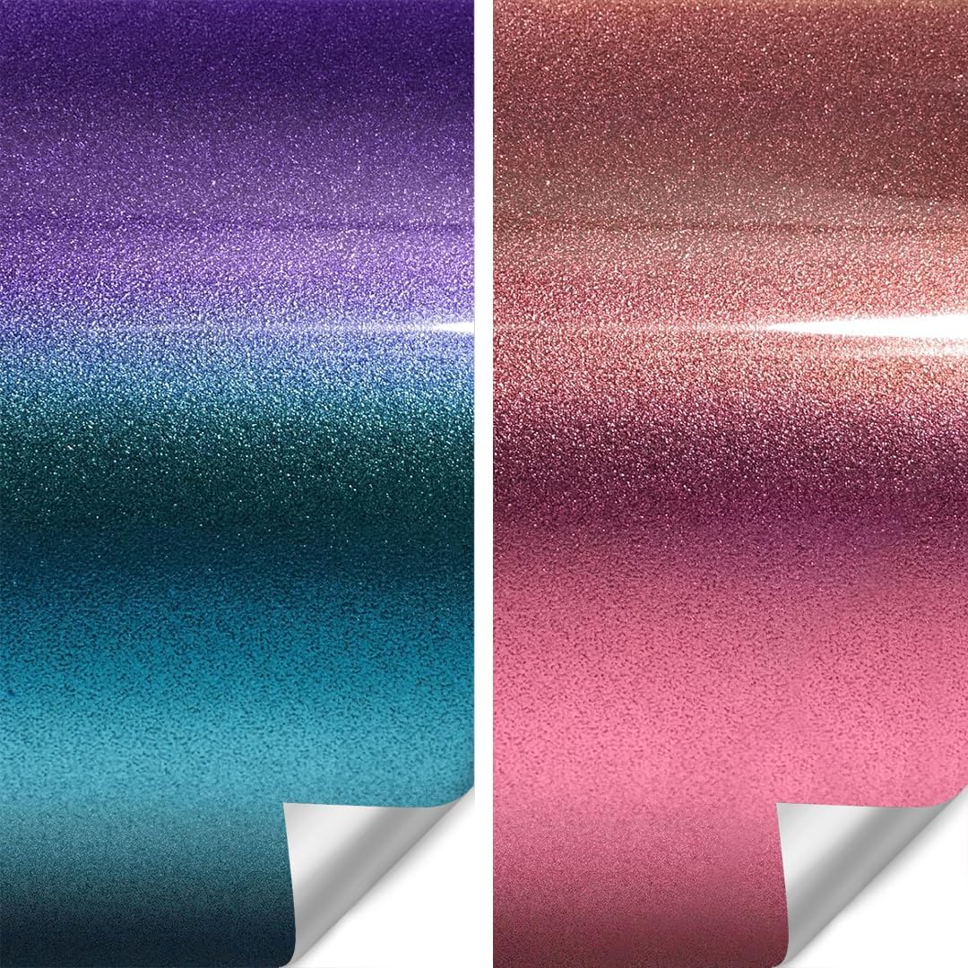 VViViD+ Automotive Vinyl Wrap Truck Gloss Bundle Metallic Chameleon Blue to Purple (50ft x 5ft) + Liquid Metal Pink (10ft x 5ft) - M0