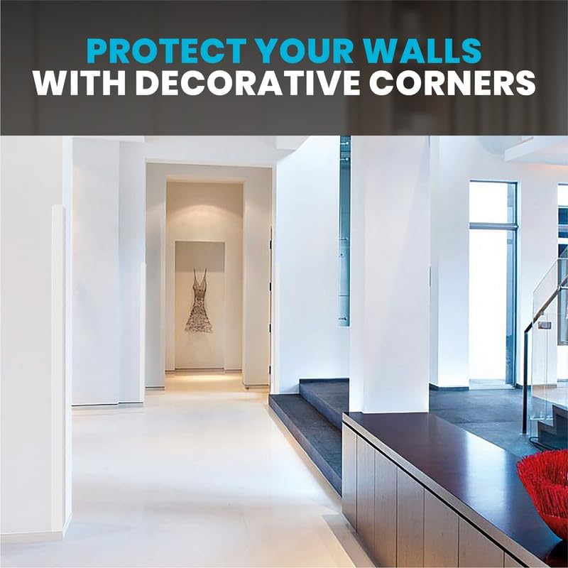 Proflex Wall Corner Protector - White Textured 1 inch x 60 inch, Pack of 6 - Self Adhesive Corner Guards for Walls Edge Protection – Easy to Apply – No Tools Needed