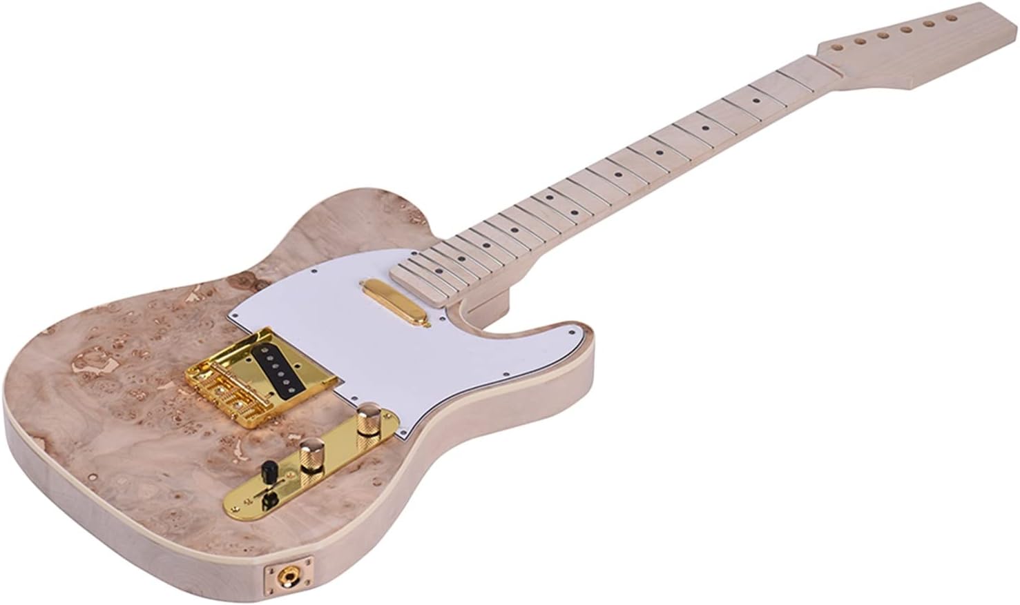 1 Set Completely DIY Unfinished Electric Guitar Kits Basswood Body Burl Surface Unfinished Guitar Body