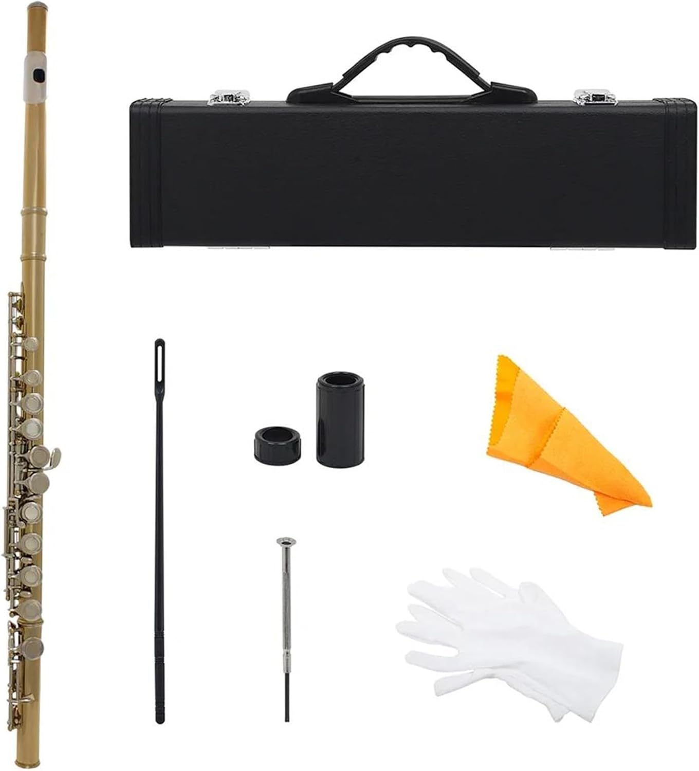 Professional Flute 16 Closed Hole C Key Gold Silver Professional Flute Concert With Box Cloth Sticks Gloves Woodwind Instrument