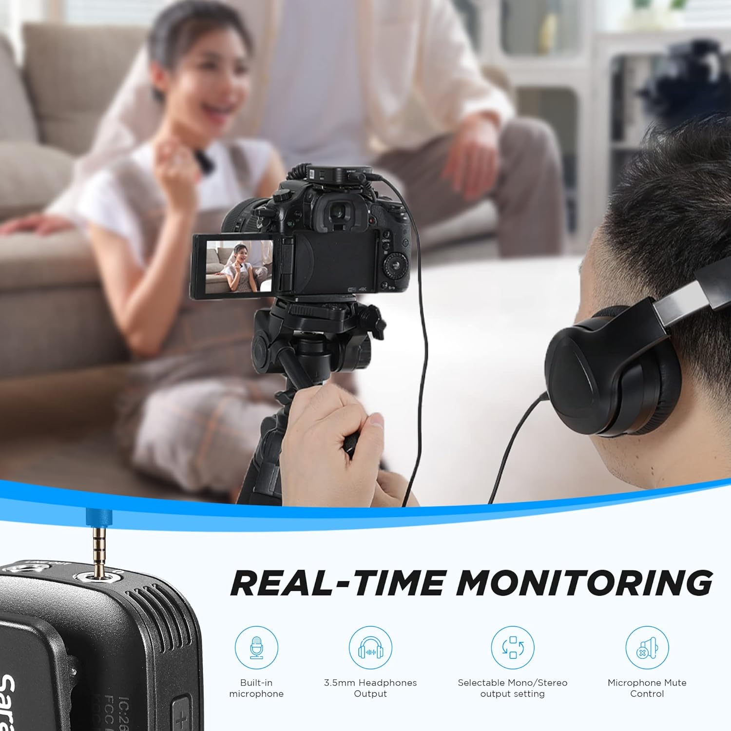 Saramonic Blink500 Prox Q20 Wireless Lavalier Microphones, 10-Hour Battery, Rechargeable Wireless Microphone for Camera, PC, iPhone, Andriod, Record Interview, Vlogs