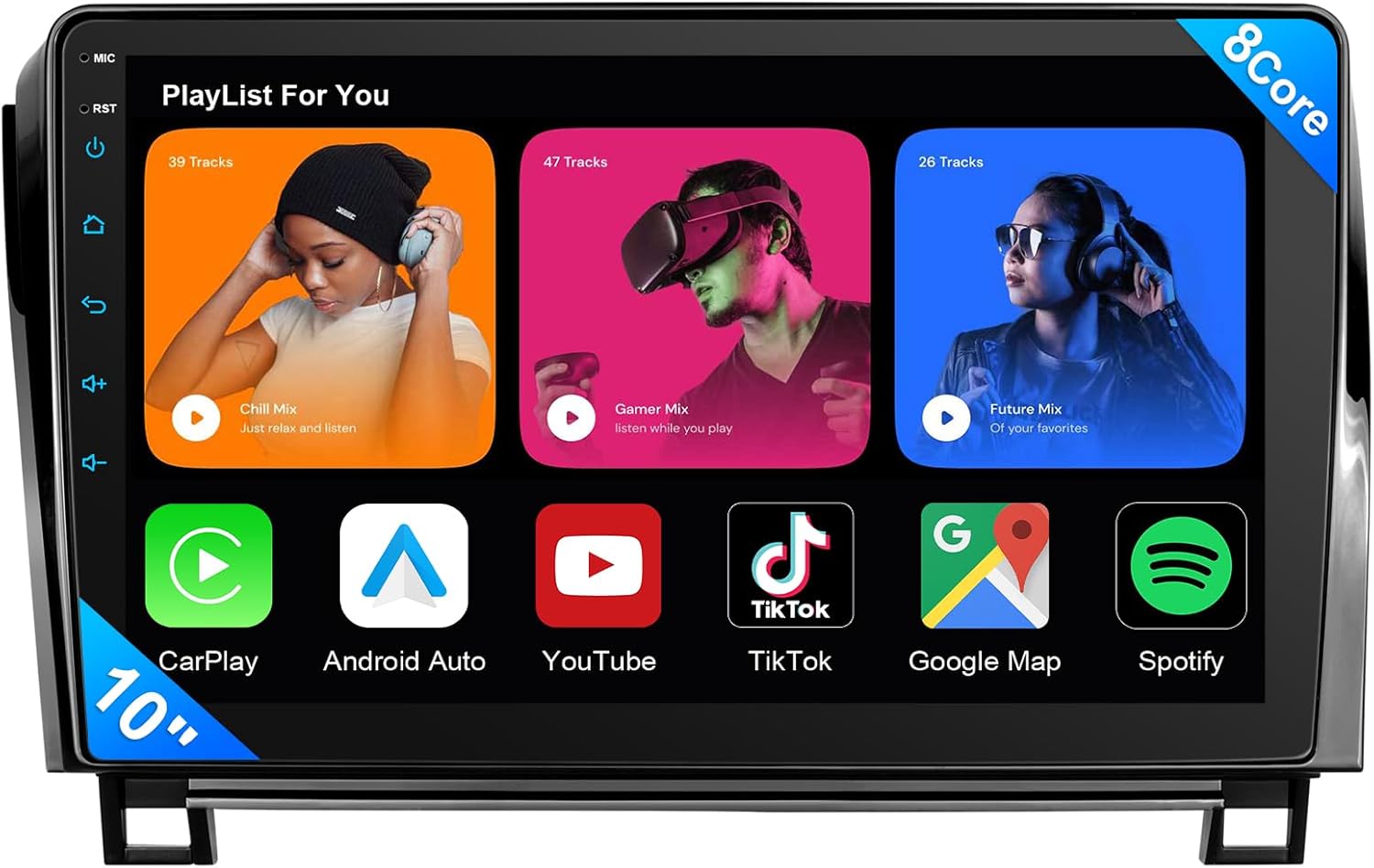 8-Core Car Radio for Toyota Tundra 2007-2013 Sequoia 2008-2012（only fit JBL with Wireless CarPlay & Android Auto, 5G WiFi 10 Inch Toyota Tundra Stereo Head Unit with Bluetooth GPS Navigation FM Radio