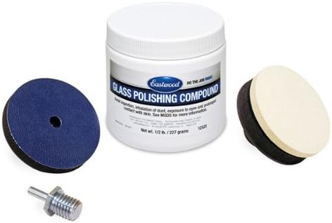 Eastwood Pro Glass Polishing Kit Scratch Haze Remover Diamond Fast Powder & Felt Polishing Buff with Drive Spindle Adapter