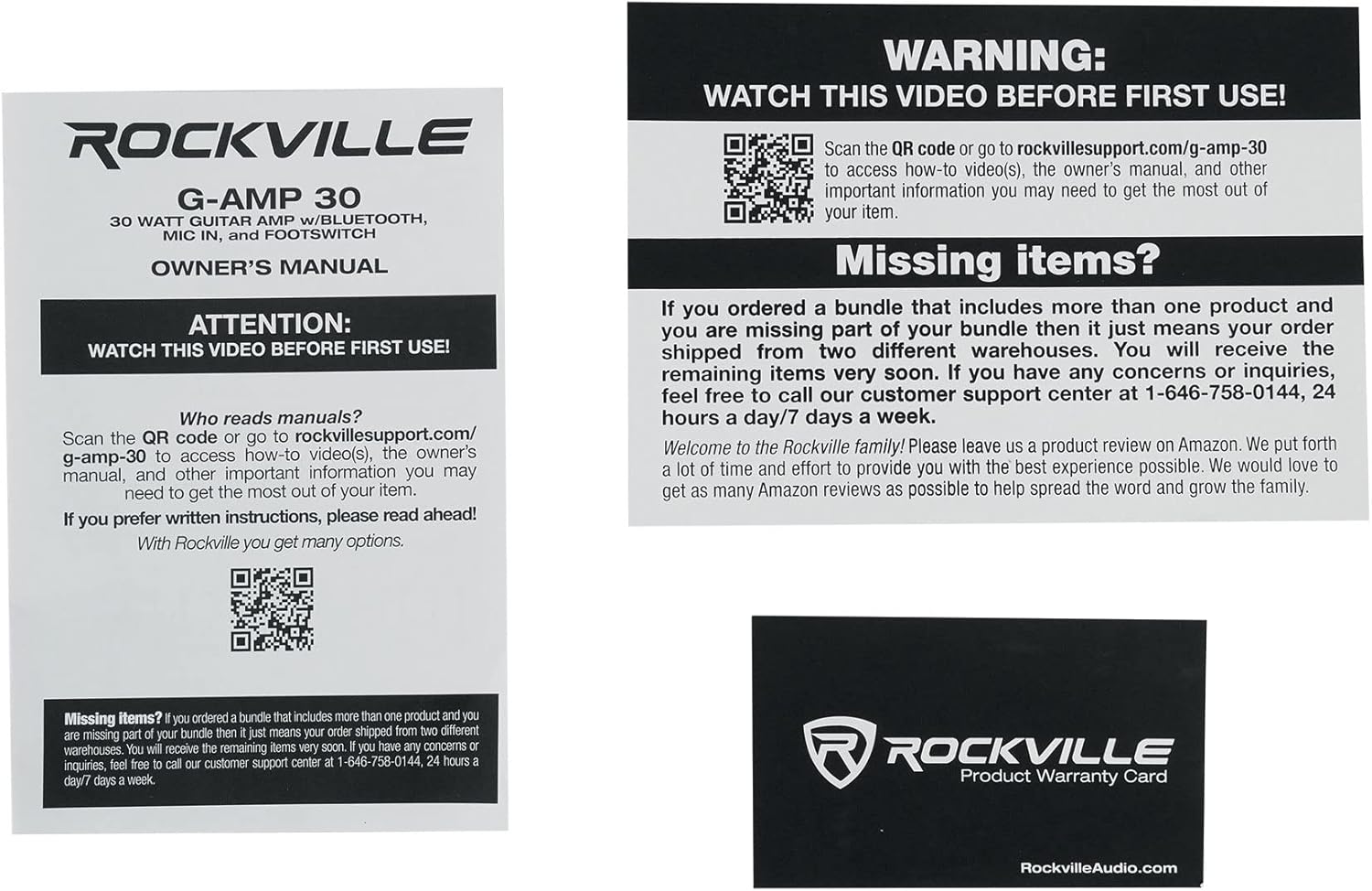 Rockville G-AMP 30 Bundle: 30-Watt Guitar Combo Amplifier with Bluetooth, Mic Input, Footswitch, (1) PRO-M50 Studio Headphones with Detachable Coil Cable, Case+Extra Ear Pad, 2-Piece