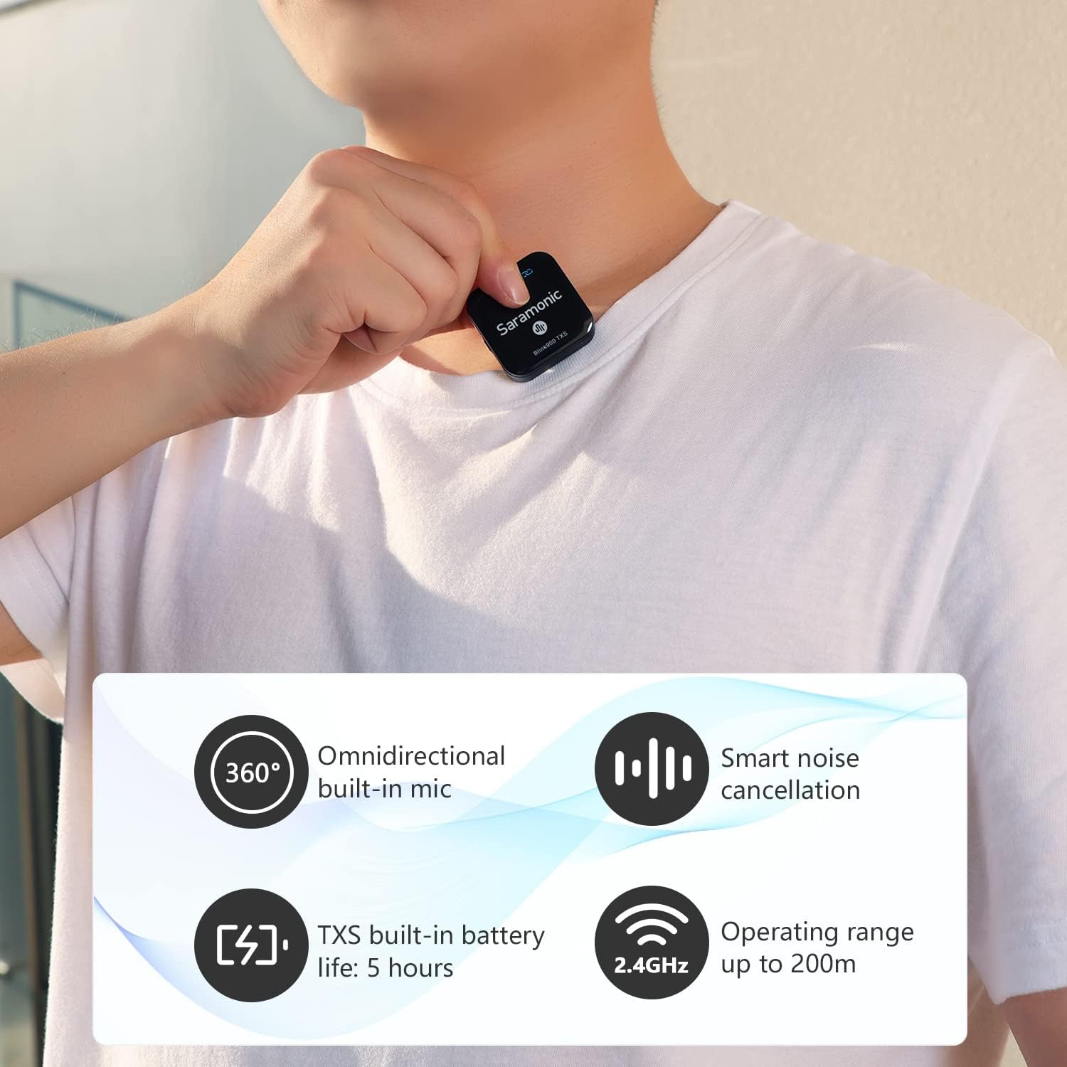 Saramonic Blink900 S3 Wireless Lavalier Microphone for iPhone iPad Phone, 6H Battery Life, 656ft Transmission, Wireless Lapel Lightning Clip-On Mic Microphones for Video Recording Vlog Live Streaming