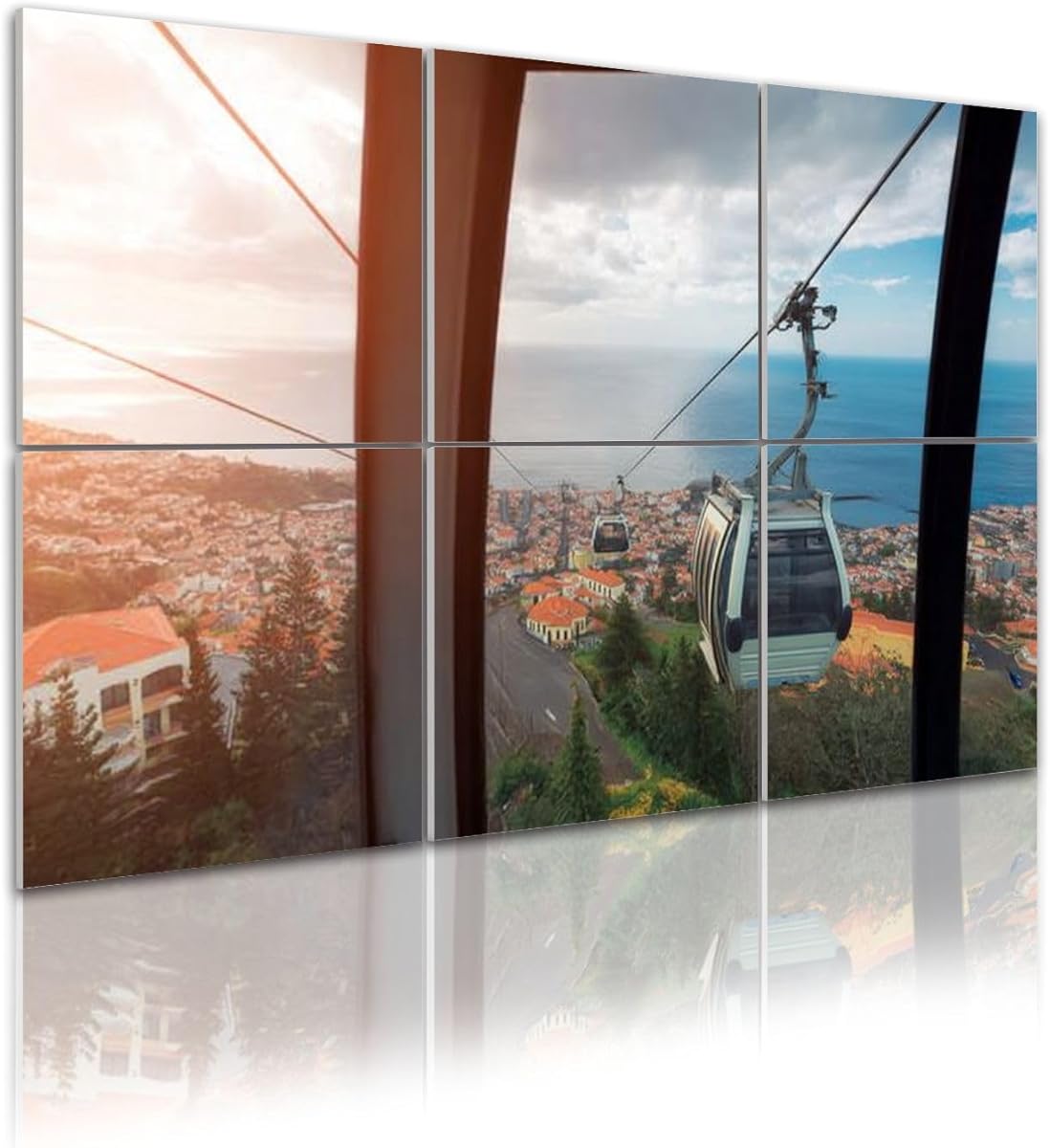 6 Pack Art Acoustic Panels Beautiful view from funicular to vintage city Funchal orange roofs Sound Absorbing Panel 48