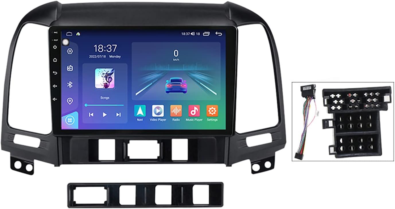Android 12 Navigation GPS Car Stereo Radio for Hyundai Santa Fe 2006-2012 Autoradio Multimedia Player with Bluetooth/FM/Wifi/4G/Carplay/SWC/DSP+Backup Camera