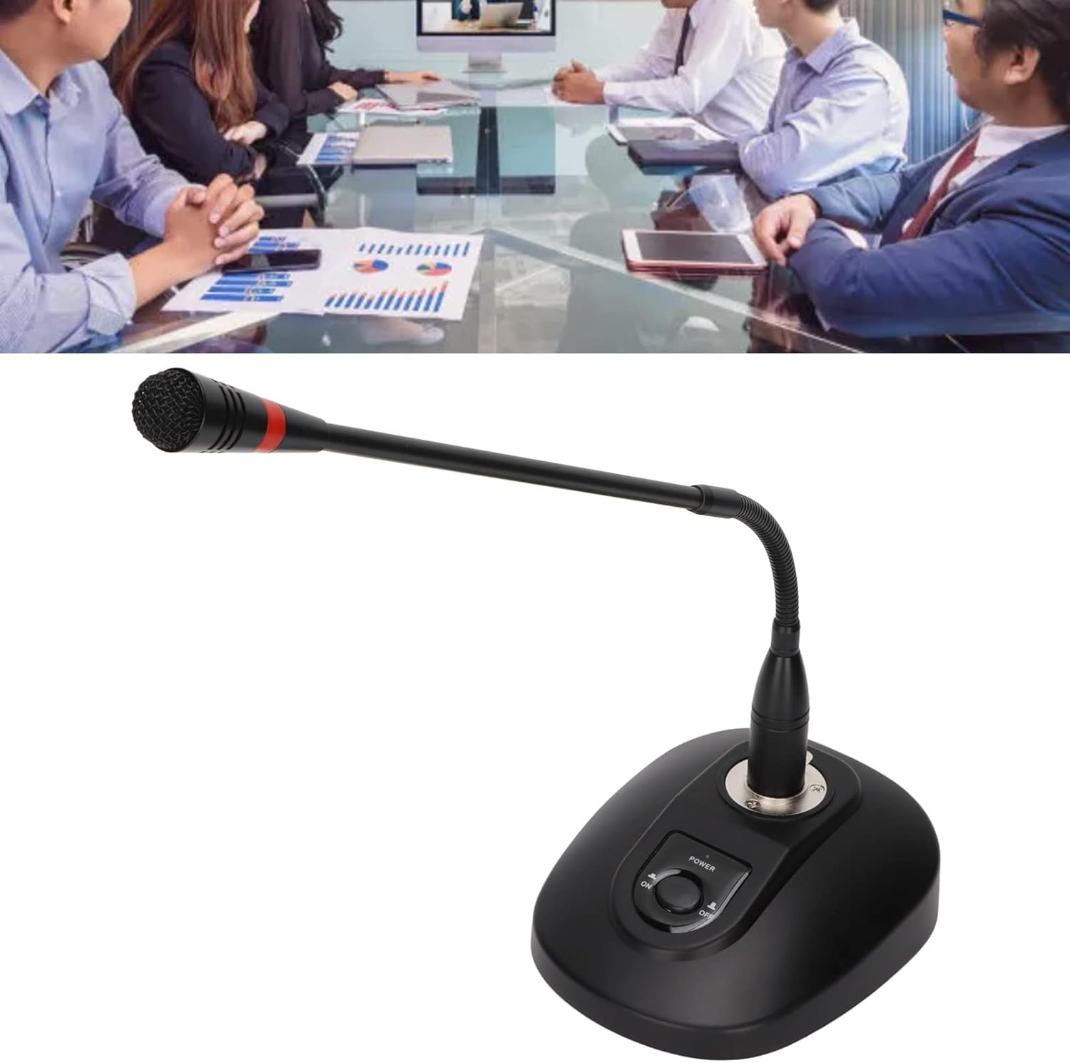 SYH&AQYE Home Desktop Gooseneck Wired Microphone, Table Mounted Corded Voice Condenser Noise Canceling Mic, XLR Female to 6.35mm/0.2in Male Mic for Karaoke, Conference Meetings(USA)