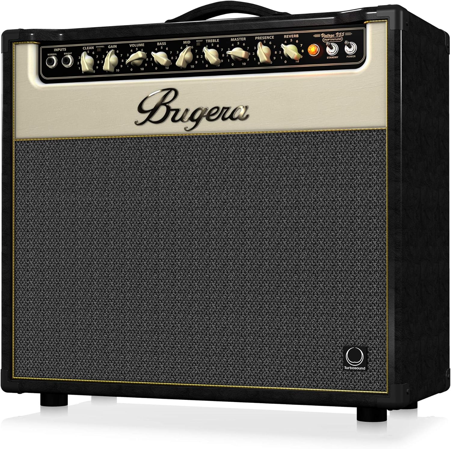 Bugera V55 INFINIUM 55-Watt Vintage 2-Channel Tube Combo with INFINIUM Tube Life Multiplier, Original Turbosound Speaker and Reverb