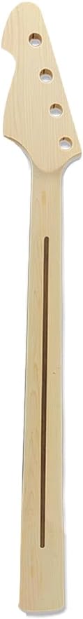 Maple Replacement Electric Bass Guitar Neck, 4-String 22 Fret 34'' Scale Length 42mm Nut & 65mm Heel Maple Fretboard Bolt On Unfinished Bass Neck DIY Installation & Repair Part