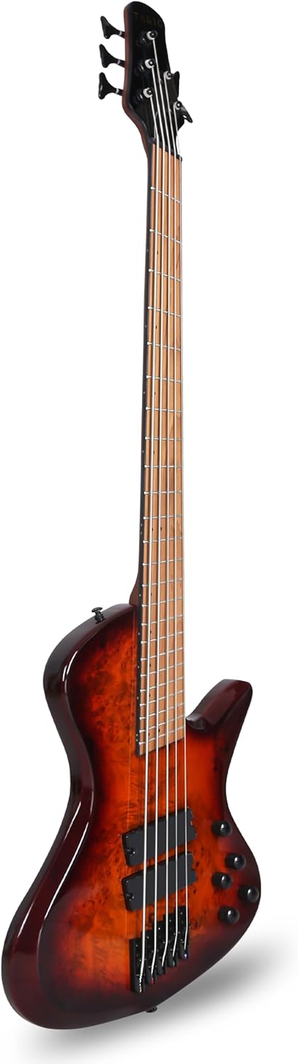 TARIO 5 String Electric Bass Guitar Linden wood body Birdseye Maple Veneer top Torrefied maple neck Torrefied maple Fingerboard fanned fret