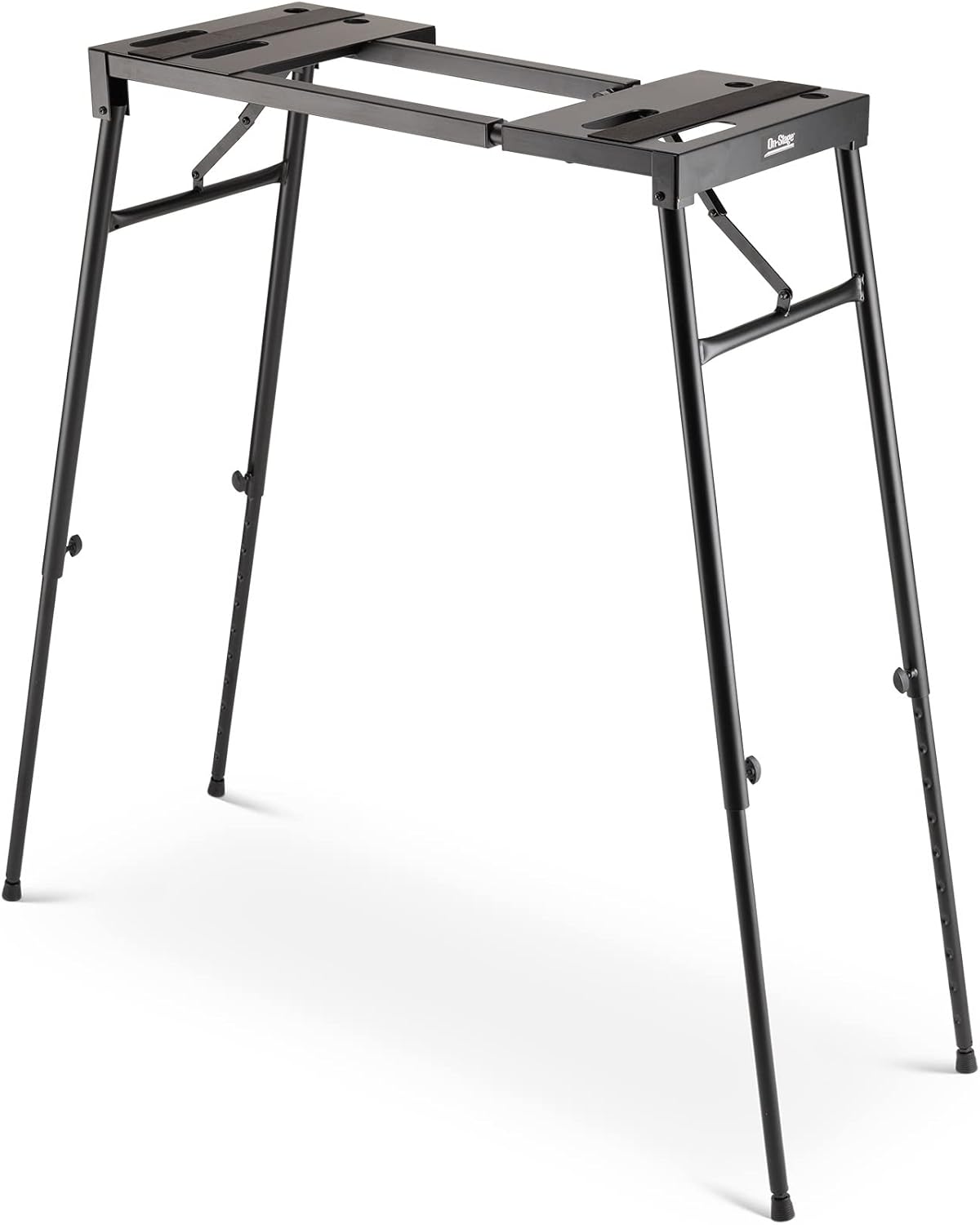 OnStage KS7150 Platform-Style Keyboard Stand (Setup for Keyboards, Synths, Organs, and Electric Pianos, 230 lb Capacity, Adjustable Height and Width, Folding, Portable, Rubber Feet, Metal, Black)