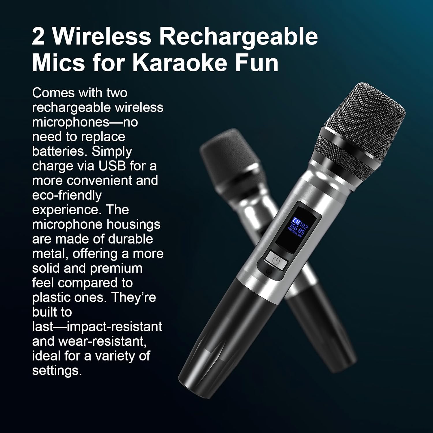 Karaoke Machine - 100W Bluetooth Speaker with Super Bass, 2 Wireless Microphones, Portable PA System with LED Lights, TWS Pairing, Bass/Treble/Echo Adjustment, Professional Loudspeaker