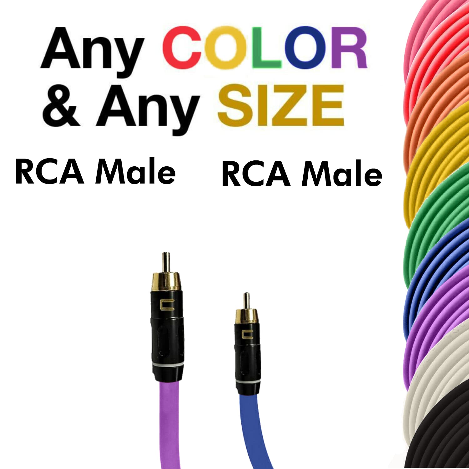 COLUBER CABLE RCA Male to RCA Male - 200 Feet - Purple - Pro 3-Pin Microphone Connector for Powered Speakers, Audio Interface or Mixer for Live Performance & Recording