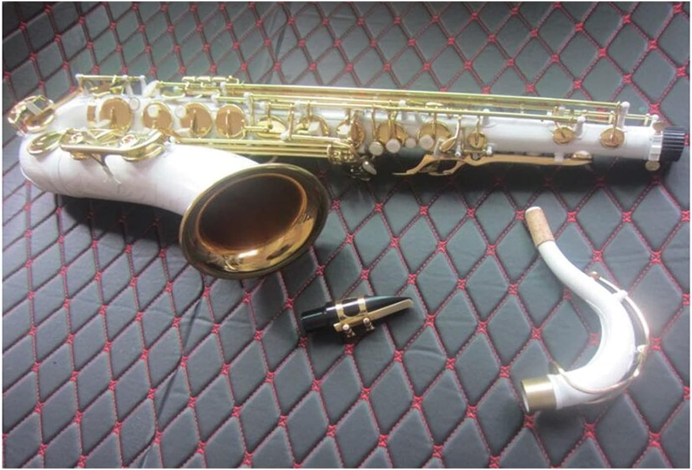 Sax Beginners Kit Tenor Saxophone White Gold Key Bb Musical Instrument Professional Playing Tenor Sax with Case Mouthpiece Wind Instrument