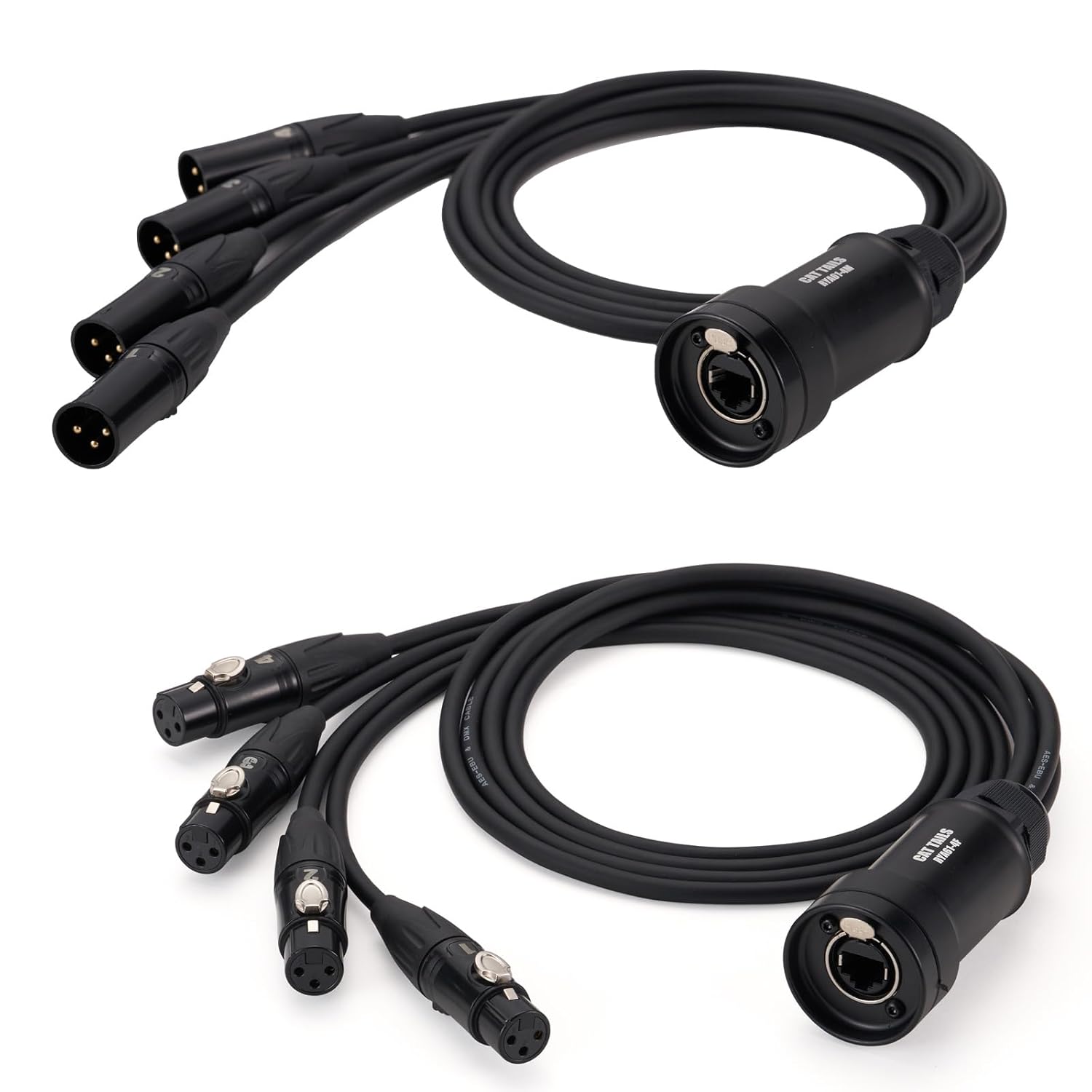 Jamesin 4 Channel 3-pin XLR Snake Cable to Ethercon Cable, with Cat5/cat6 Network Snake Receiver, for Stage and Recording Studio,3 Feet (1 Male & 1 Female)
