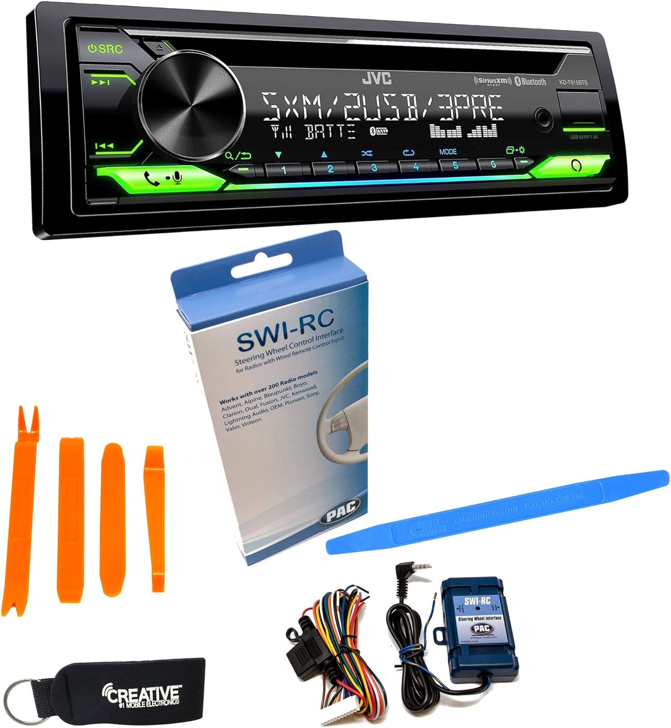 JVC KD-T915BTS - CD, Bluetooth, Dual USB, AUX, Amazon Alexa, SirusXM Ready + SWI-RC Steering Wheel Control Interface