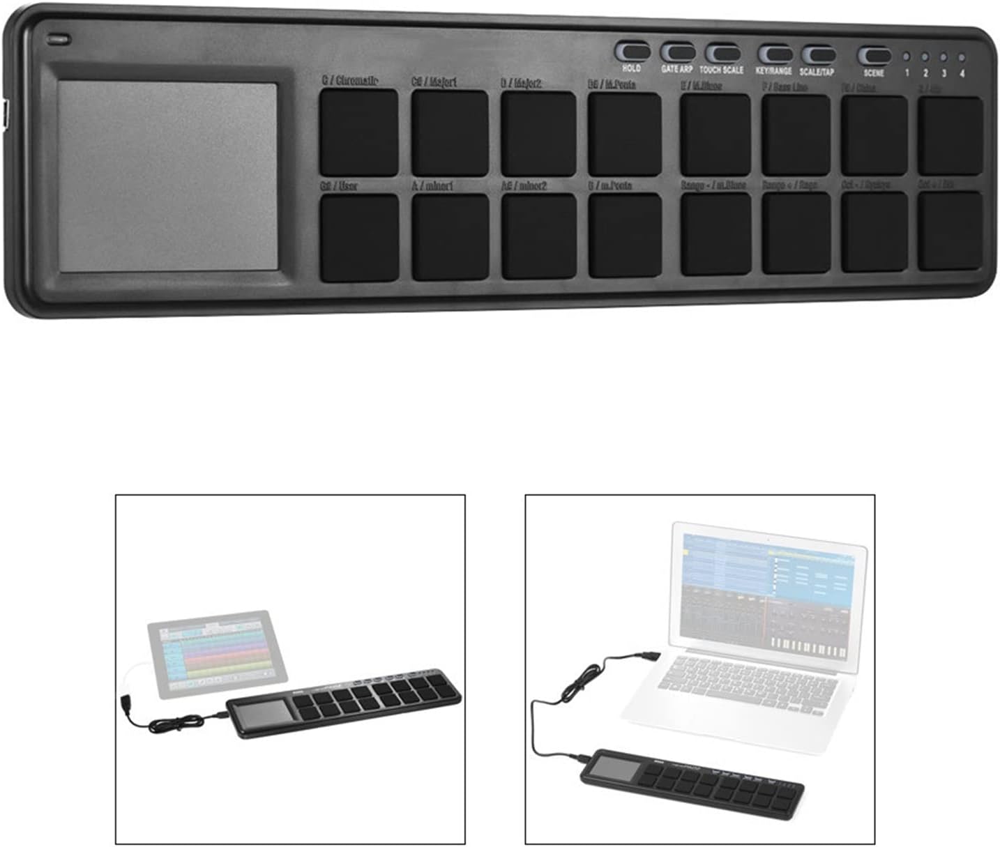 KESHUO Electric Keyboard Slim-Line Portable USB MIDI Pad Controller 16 Tripper Pads with USB MIDI Controller MIDI Keyboard Parts