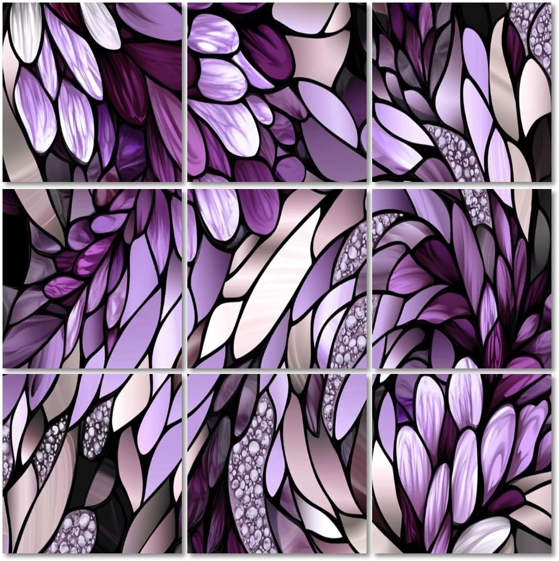 Art Acoustic Panels Self Adhesive Enchanting Stained Glass Nature Inspired Whimsy 9 Packs Decorative Soundproof Wall Panels Large Sound Absorbing Panels for Home Office 60