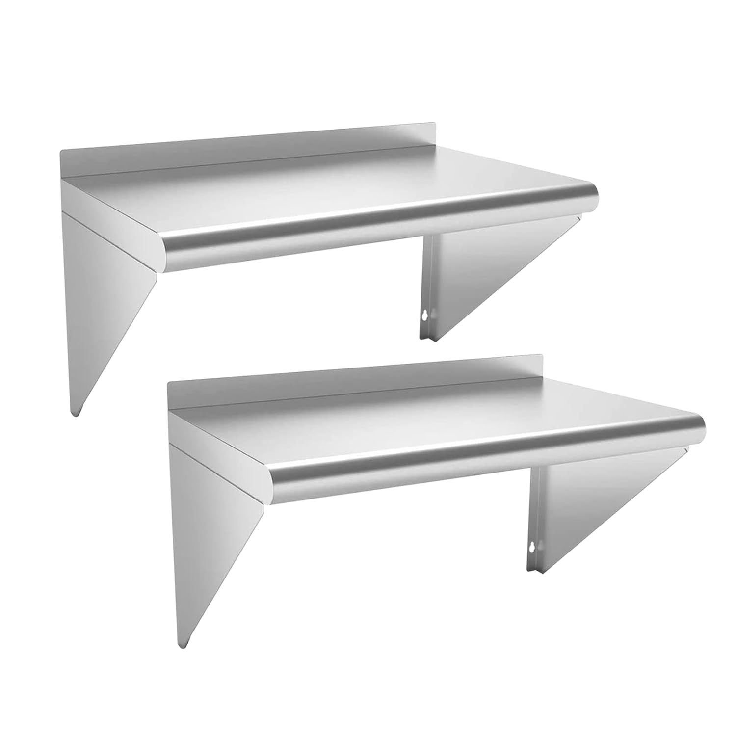 Commercial Stainless Steel Shelf 12 x 24” 2 Pack, Wall Mounted Food Service Storage Rack Shelves, Heavy Duty 250 lb Metal Shelf for Kitchen, Restaurant, Food Truck, Garage, Laundry Room