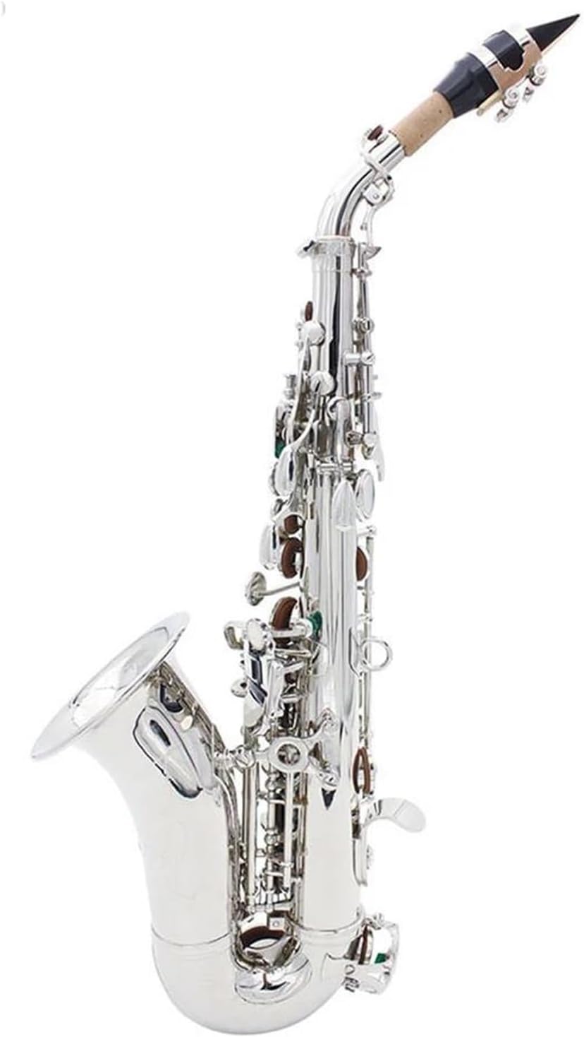 Beginner saxophone Soprano Saxophone Brass Body Lacquered Silver Bb B Flat Sax Woodwind Musical Instrument With Saxophone Accessories