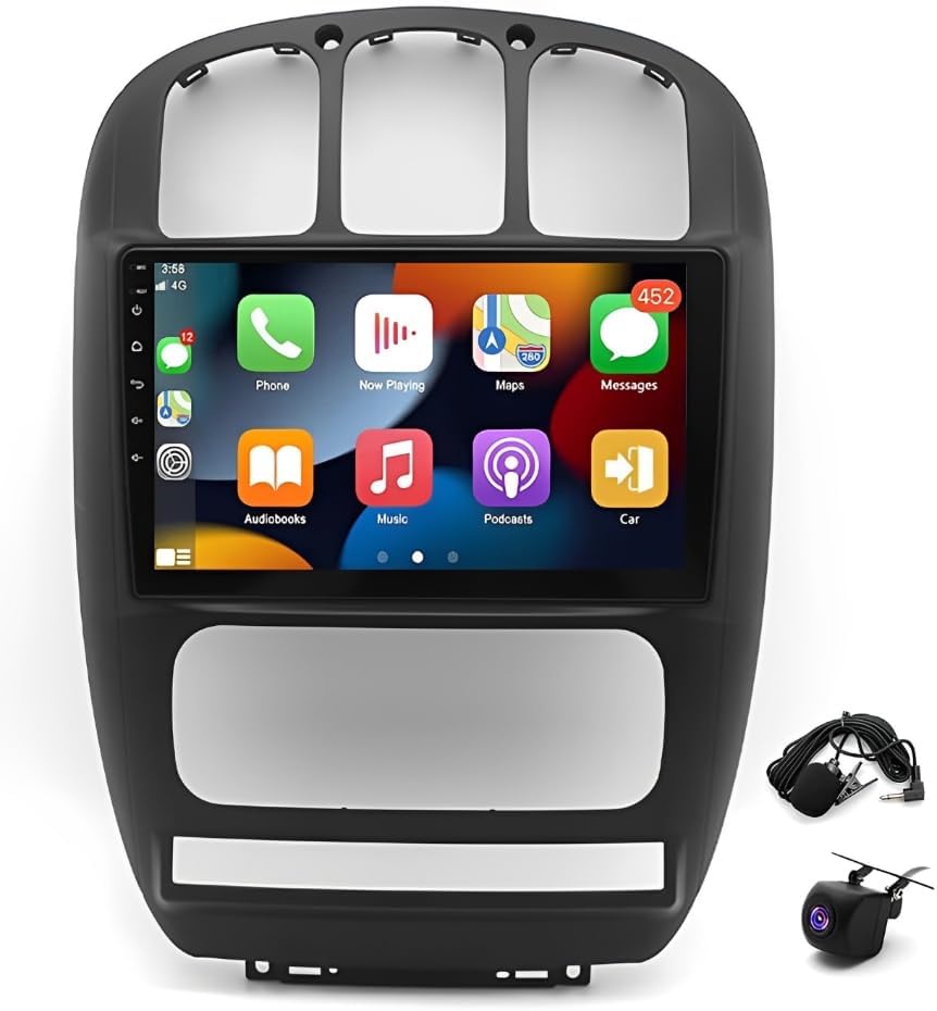 Double Din Car Stereo Radio Compatible for Grand Caravan 2001-2007 with CarPlay Android Auto, 10