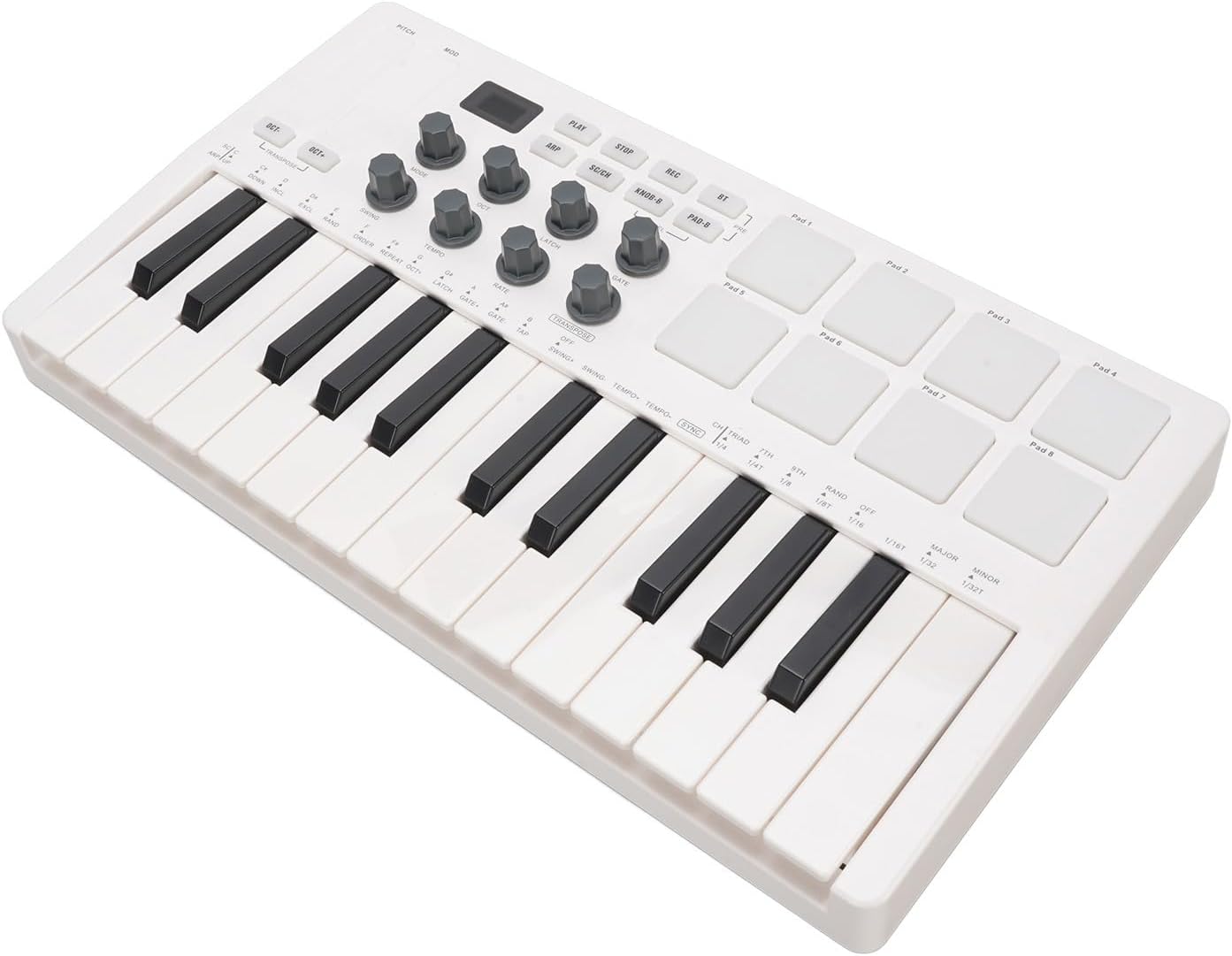 MIDI Keyboard Controller, 25 Key Bluetooth Portable MIDI Controller with 8 Backlit Drum Pads, 8 Knobs, MIDI Mixer for Music Production