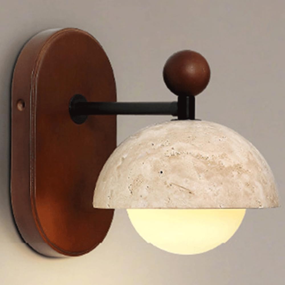 Bedroom Corner Wall Sconce,French Retro Style,Natural Yellow Travertine,LED Hardwired Wall Lighting Fixture, Stable Lighting Wall Mount Lamp,for,Restaurant,Office,Folk House,Inn,Bar,etc,Ligh