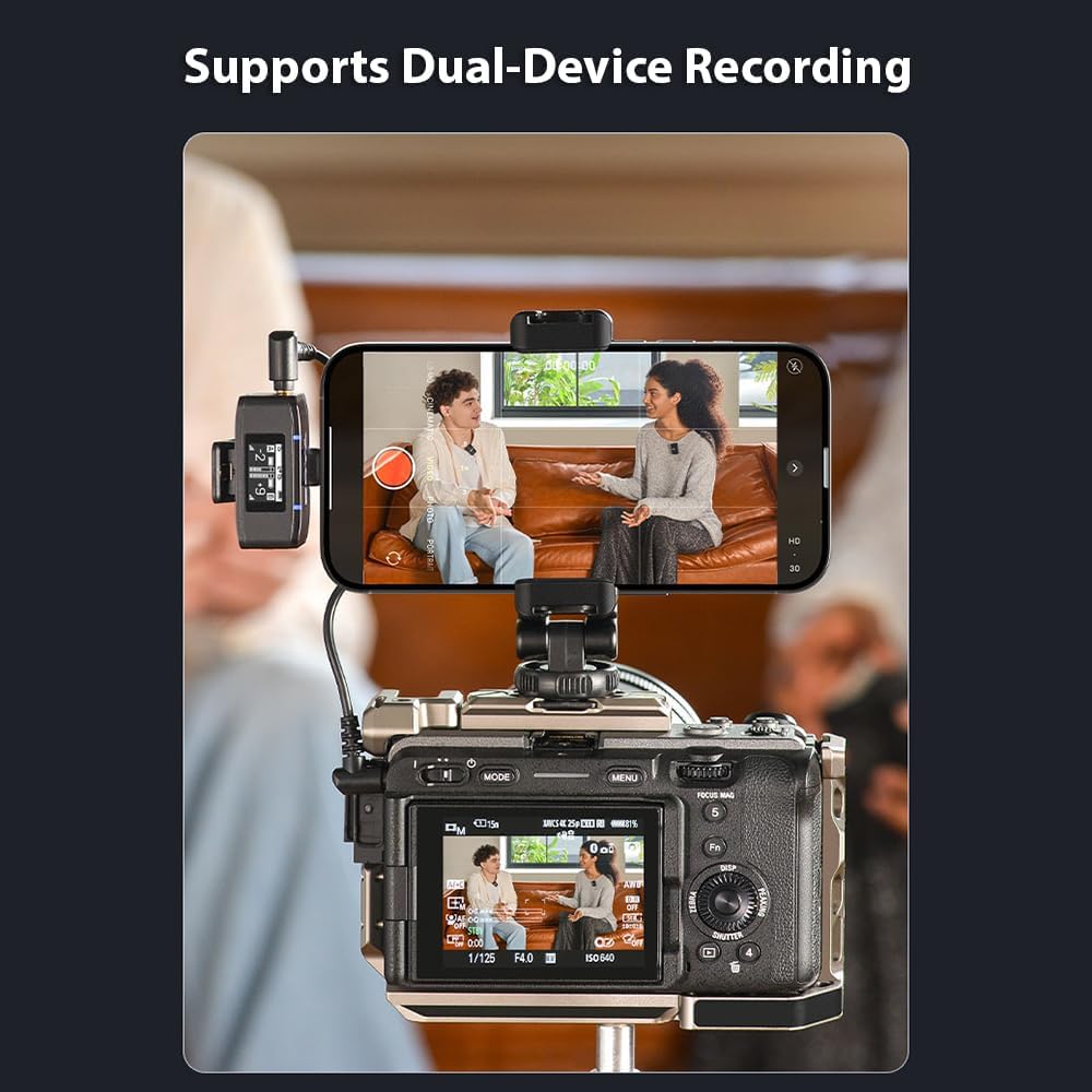 BOYA BOYAMIC All-in-One 2.4G Wireless Microphone System Clip-on Wireless Mic 300M Transmission 8G Memory Onboard Recording Replacement for iOS Android Smartphones Camera Computer for Vlogging