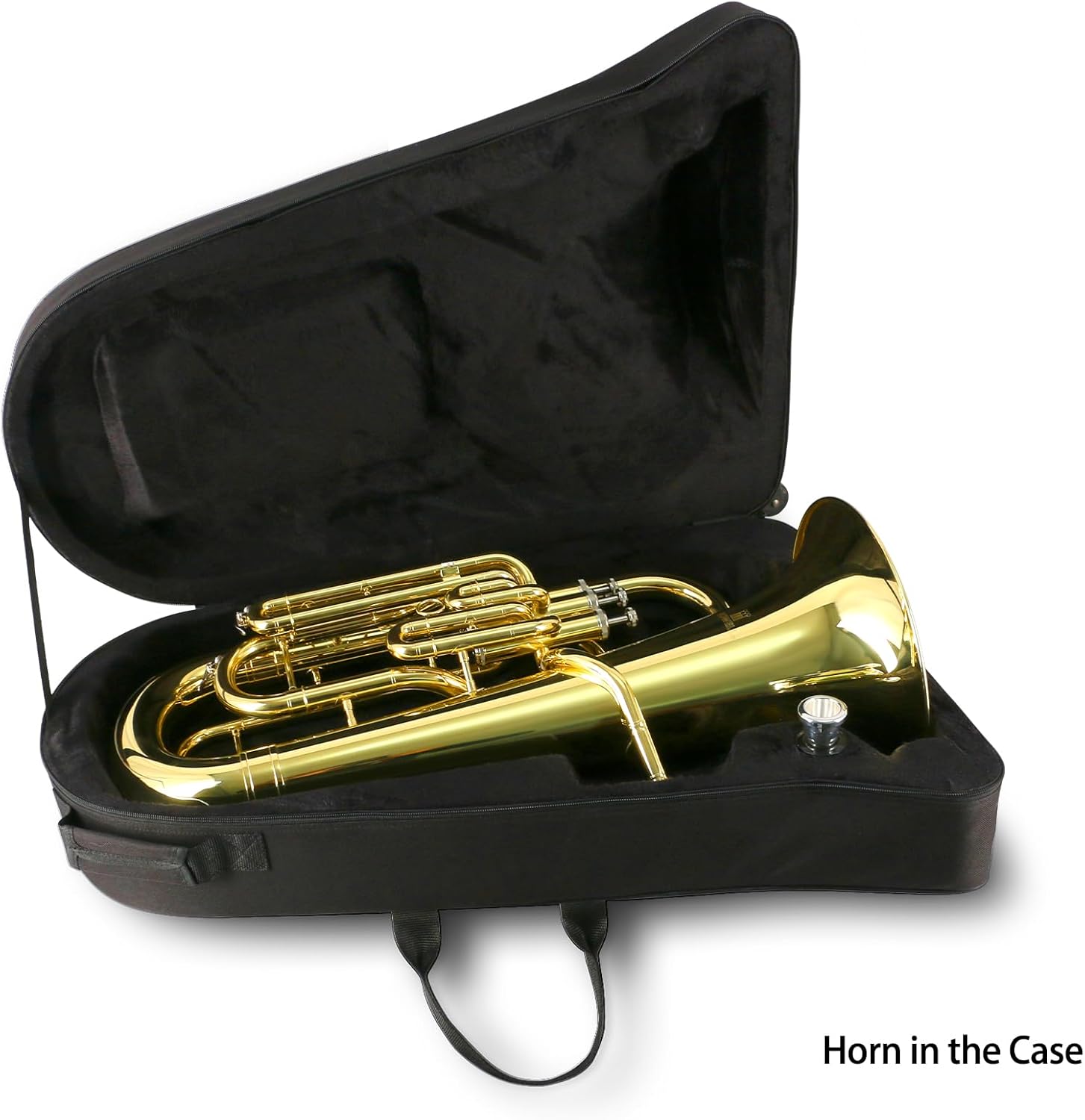 ROWELL Euphonium 4 Valves Bb Brass Lacquer Gold 4 Stainless Steel Pistons Intermediate Advanced Euphonium with Case Gloves and Polishing Cloth