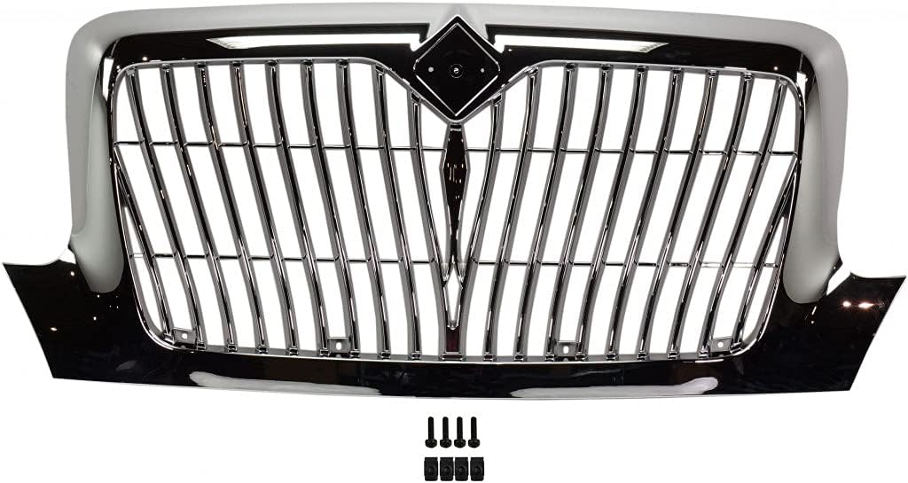 Grille For International 4200/4300/4400 2002-2015 Chrome | Redesign | Vertical Bar Insert | Replacement For 3551015C94