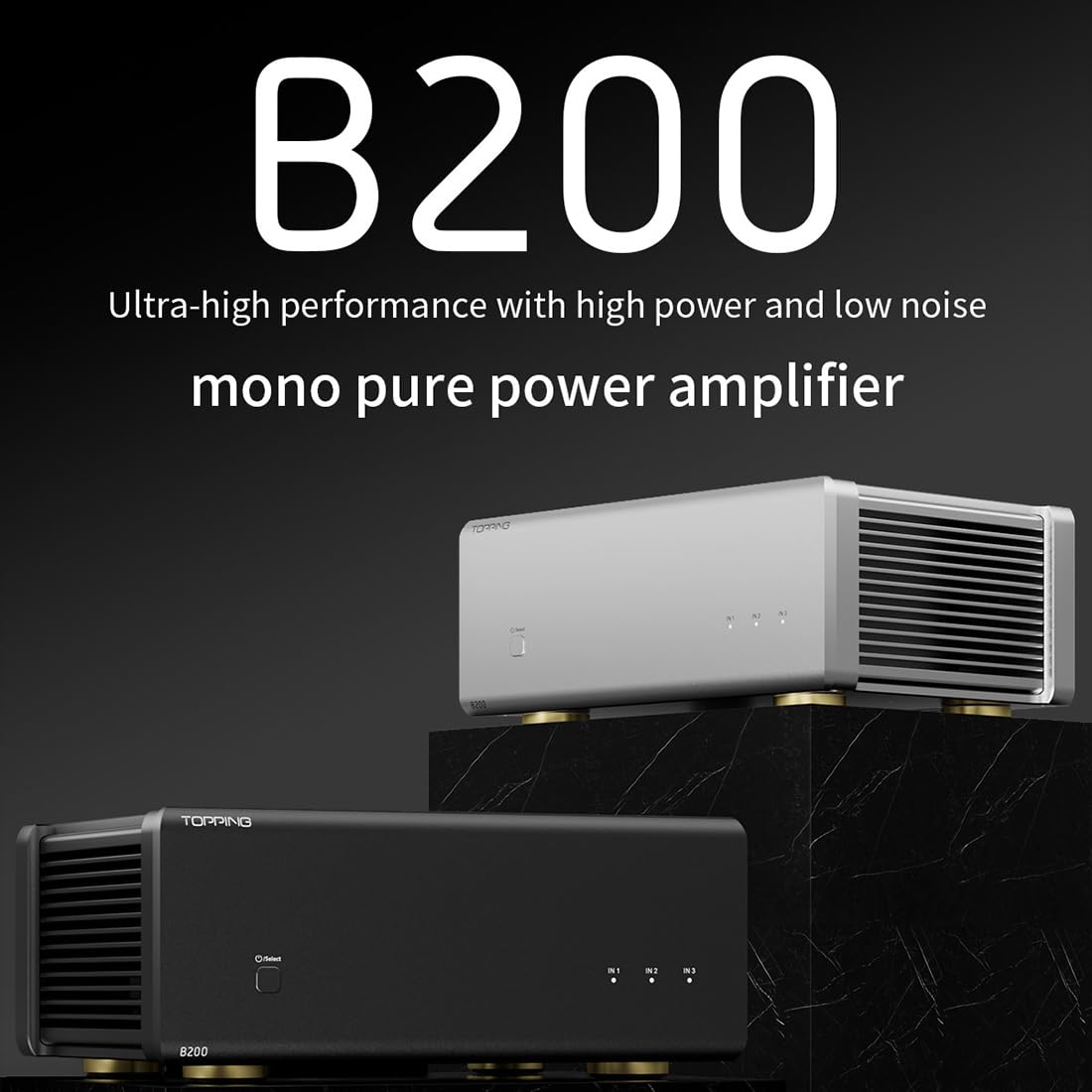 Topping B200 Mono Pure Power Amplifier 3 x XLR/TRS Balanced Input 200W Output 2 Gain 12V Trigger High Power NFCA Discrete Amplifier(Black)