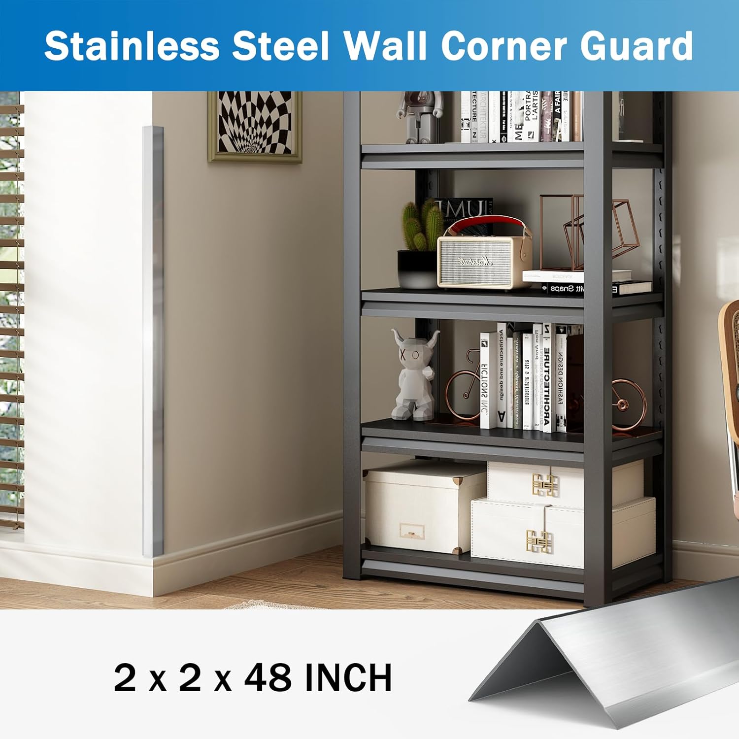 10 Pack Stainless Steel Wall Corner Guard Metal Wall Corner Guard Wall Protection 304 Stainless Corner Guard 2 x 2 x 48 inch with 90-Degree Angle