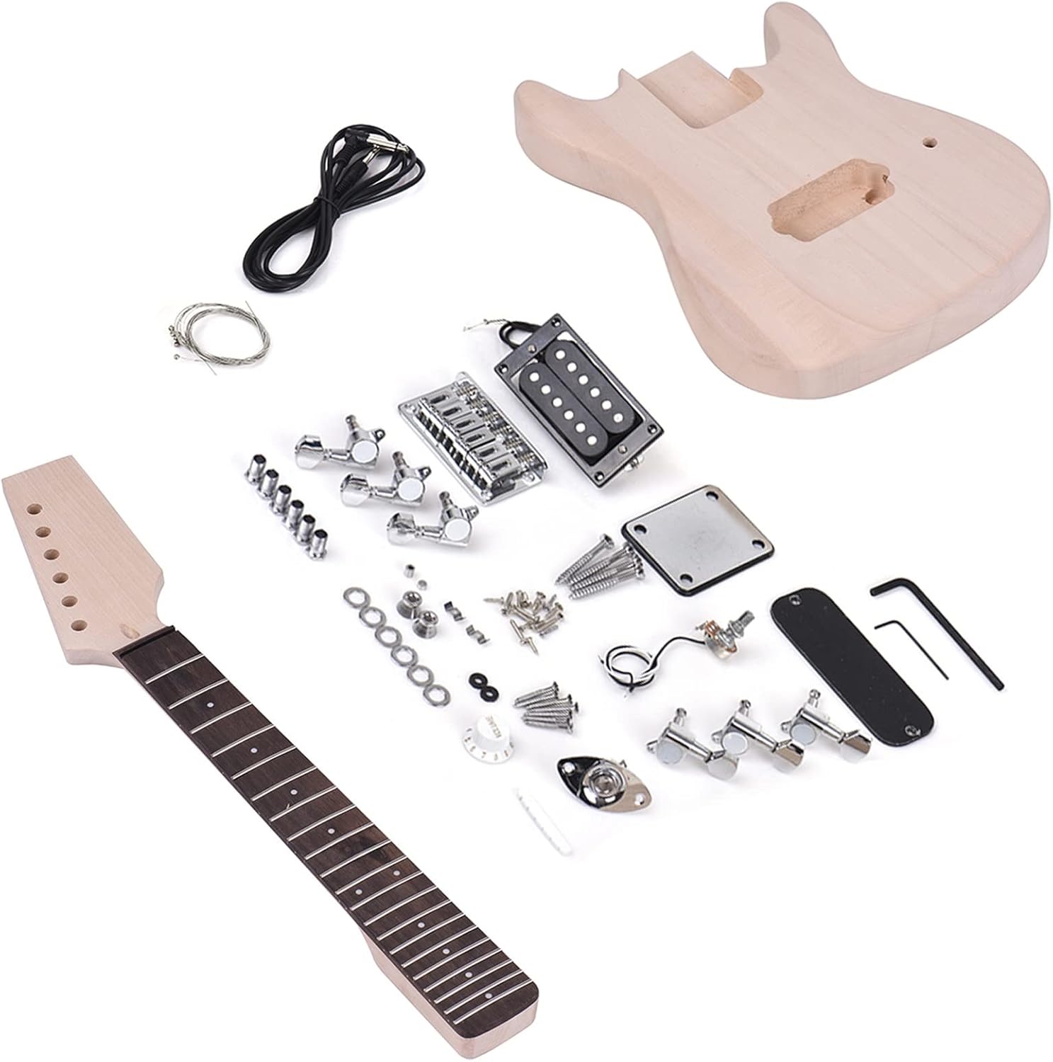 DIY Electric Guitar Kit Unfinished DIY Electric Guitar Kit Basswood Body Maple Wood Neck Rosewood Fingerboard