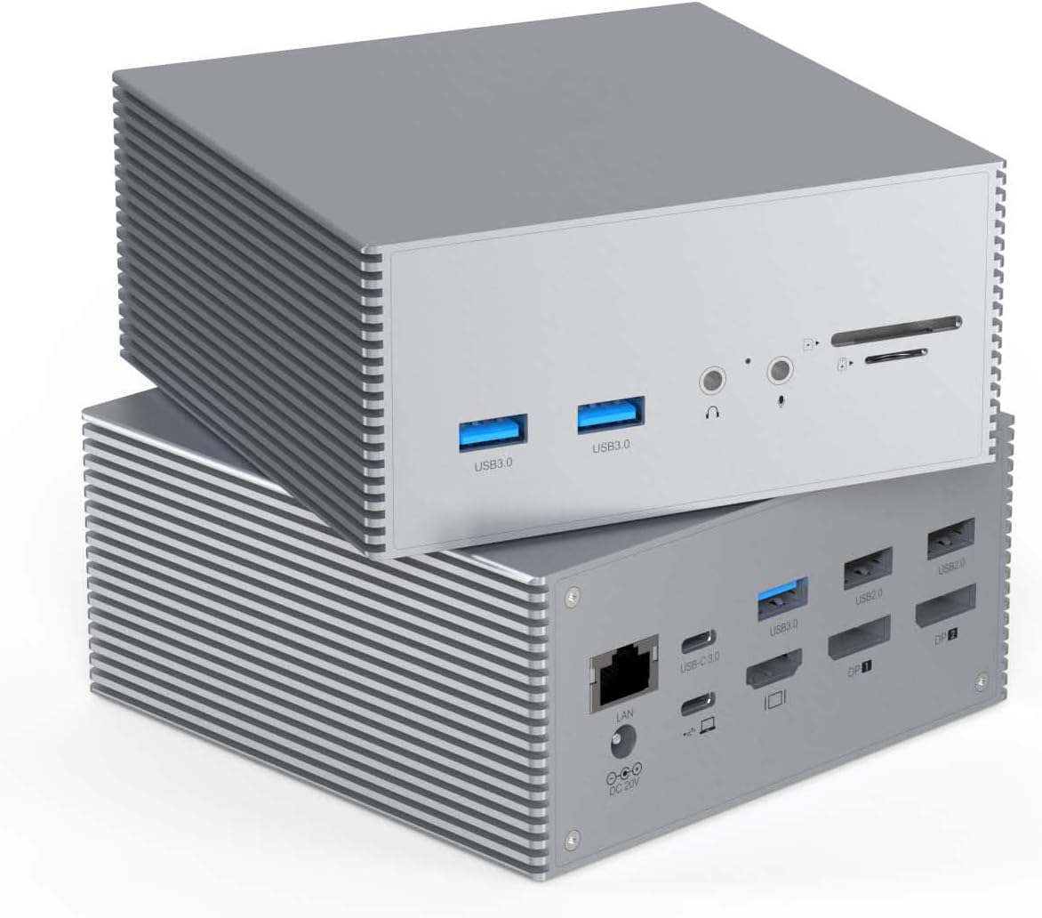 Tiergrade Upgraded Universal USB-C 4K Triple Display Docking Station with Charging Support for MacBook Pro & Windows Type C Systems (2 4K DP, HDMI, 6 USB Ports, 60W USB PD),Extended Display for macOS