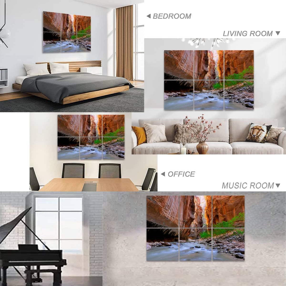 6 Pack Art Acoustic Panels Canyoneering Zions National Park Soundproof Wall Panels Padding Decorative Sound Absorbing Panels 72