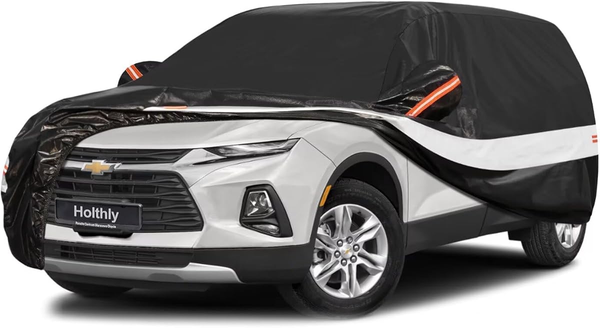 10 Layers SUV Car Cover Custom Fit for Chevrolet Chevy Blazer (2019-2025), Waterproof All Weather for Automobiles, Outdoor Full Cover Sun Dust Rain Protection with Cotton. Black