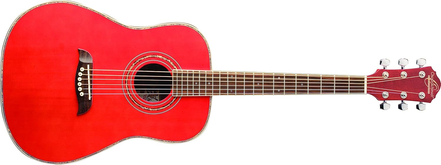 Oscar Schmidt OG1TR-A-U 3/4 Size Acoustic Guitar (High Gloss Red)